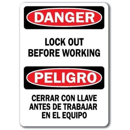 SIGNMISSION Danger-Lock Out Before Working Bilingual-10in x 14in OSHA, DS-Lock Out Before Working (Bilingual) DS-Lock Out Before Working (Bilingual)